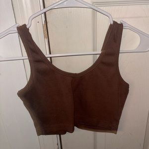 brown shein cropped tank